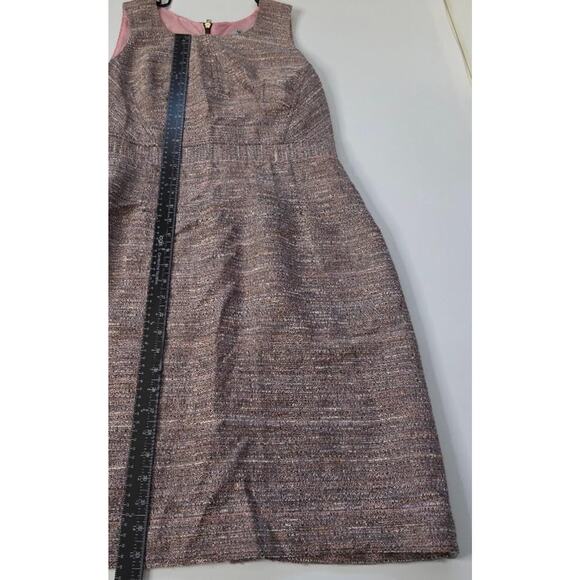 Worthington Dress Women's 8 Brown Pink Tweed Sheath Sleeveless Exposed Back Zip - Picture 7 of 16